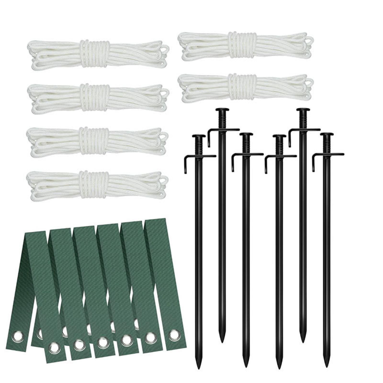 Ensemble de Maintien d ' abri avec piquets de Tente en Acier Carbone, 6 piquets courbés à 90 degrés, 6 Cordes, bâche de Camping 9X300 Mm