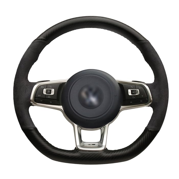 Buy Loncky Black PU Carbon Fiber Suede Custom steering wheel covers for 2015 2016 2017 2018