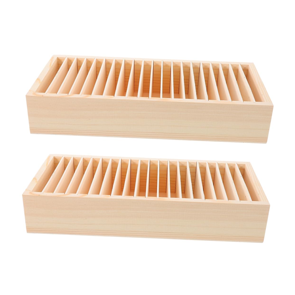 VILLCASE Porta Biglietti da Visita in Legno Beige, Scatola Contenitore Multifunzione a Scomparti, Struttura Staccabile, per Ufficio e Casa, Set 2 Pezzi