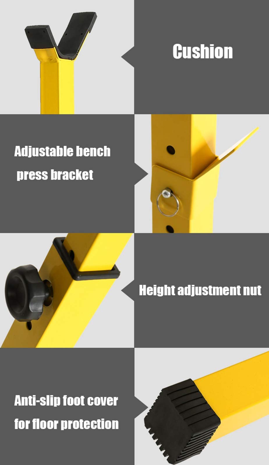 Rack da Squat Regolabile Squat Stand Bilanciere Rack Multifunzione Casa Allenamento di Forza Attrezzature,Sollevamento Pesi, Trazioni, Panca, Squat, Peso Max. 200 kg