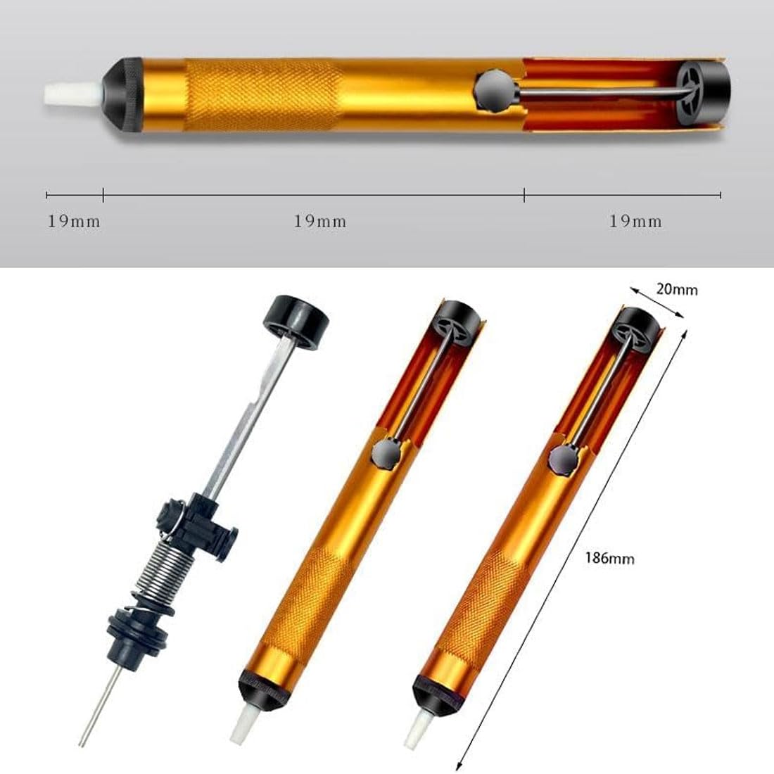 Dissaldatore Manuale Per Stagno | Pompa Aspirazione Per Componenti Elettronici, Con Ugello Sostituibile - Foto 4