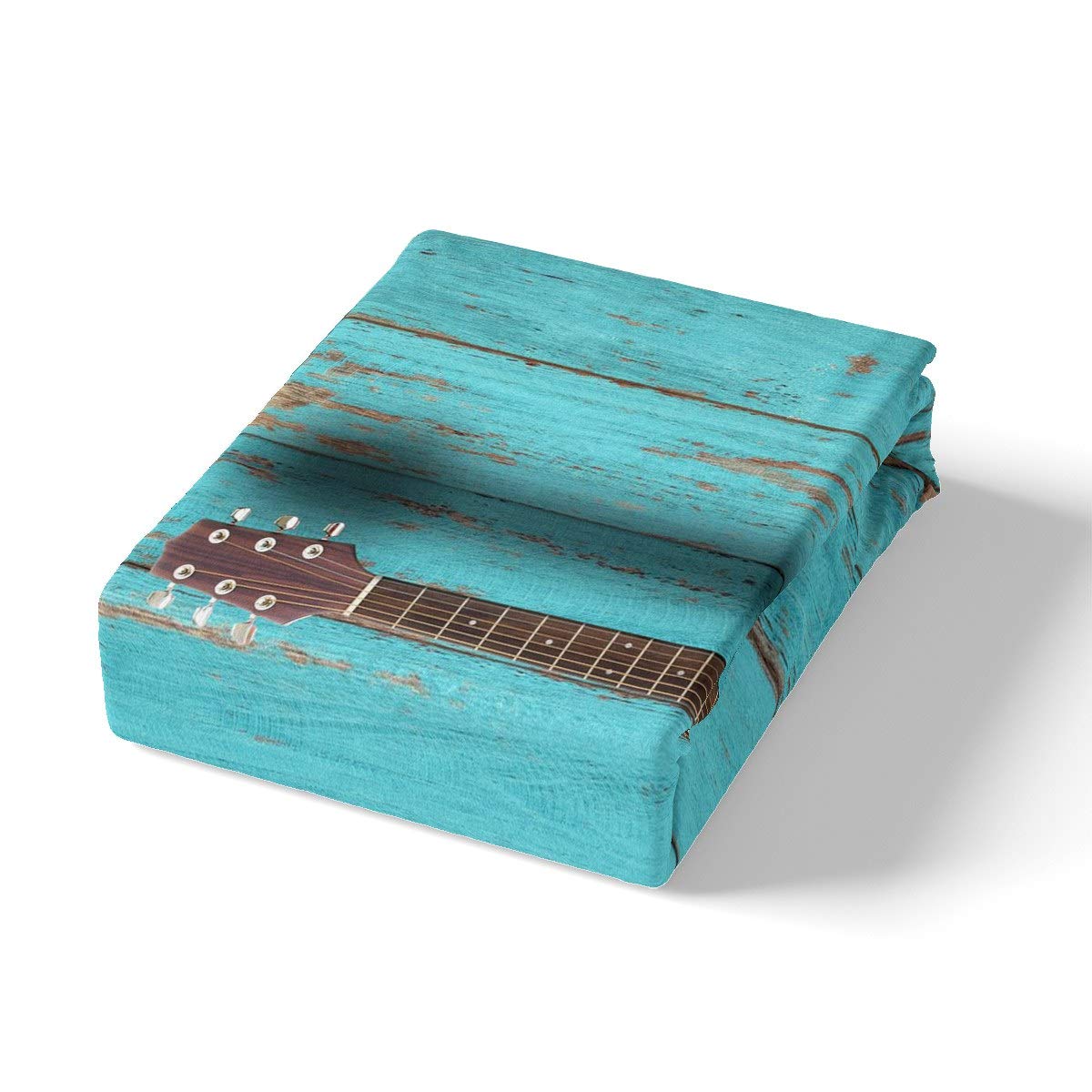 Feelyou 3D Guitar Comforter Cover Set Rock Music Theme Duvet Cover for Kids Boys Girls Wooden Scenes Bedding Set Country Style Bedspread Cover Bedroom Collection 3Pcs Queen Size