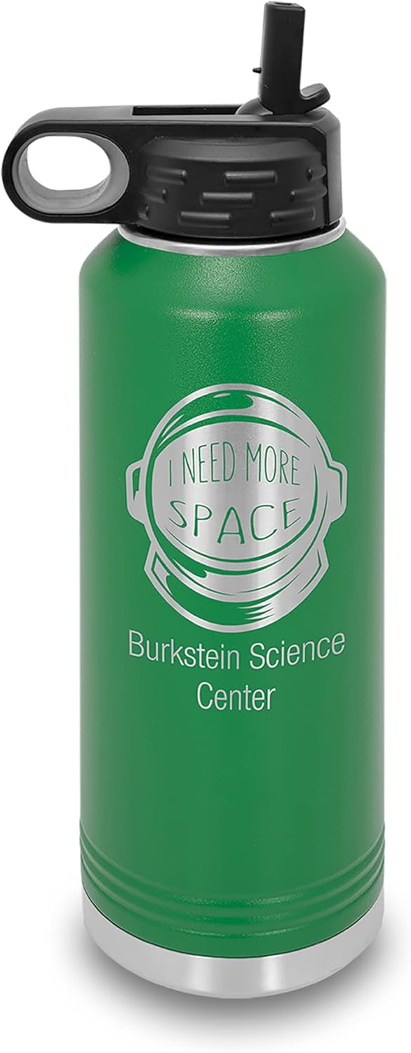 Personalized Polar Camel Insulated Stainless Steel Water Bottle with Flip Top Lid and Hidden Straw, Custom Laser Engraved Sports Bottle (40oz, Green)