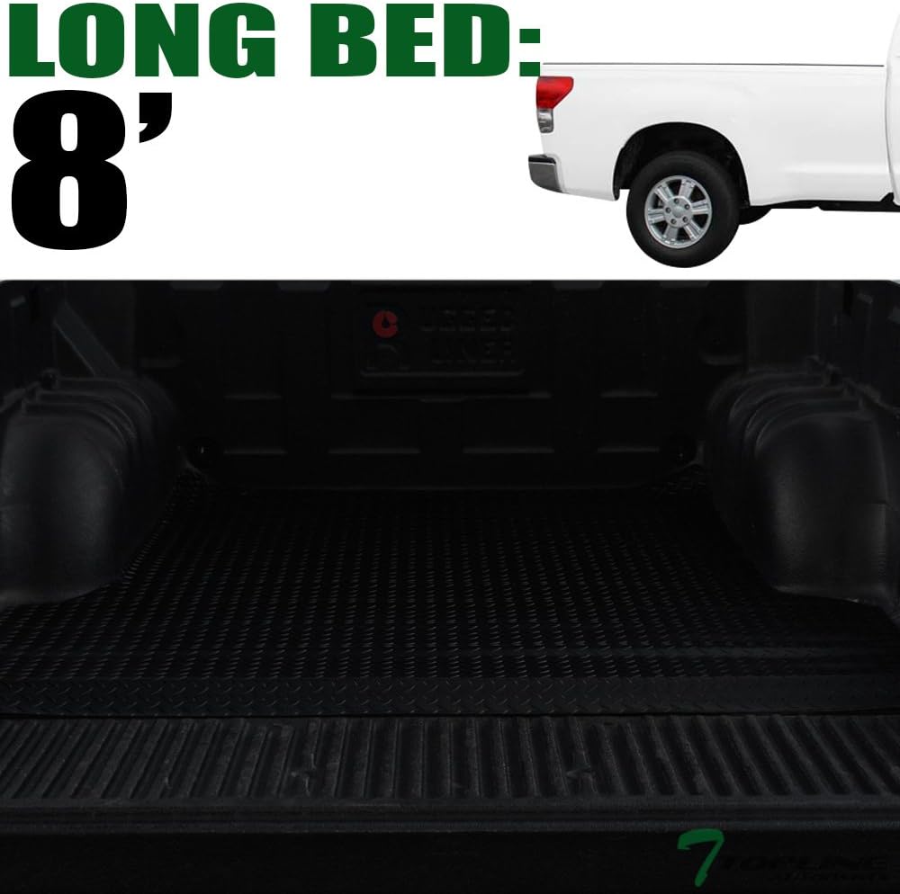 7422447097062 Compatible with 2007-2021 Toyota Tundra 8 Feet (96") Long Bed Black Rubber Diamond Plate Truck Bed Mat