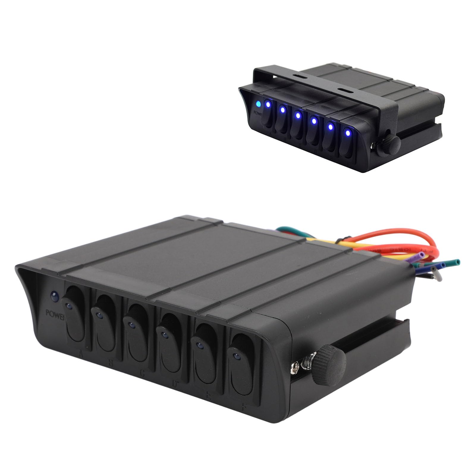 Skrzynka z Przełącznikami Kołyskowymi 6-krotnym, DC 12 V do 24 V 40 Amp SPST ON/OFF Skrzynka Przełączników Dwupozycyjnych, Wodoodporny Panel Aluminiowy do Samochodów Oświetlenie