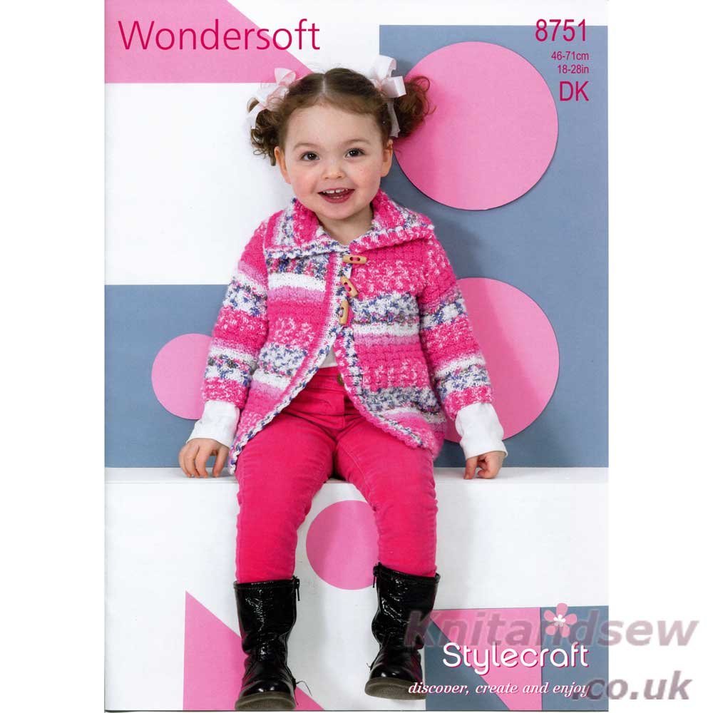 Stylecraft Wondersoft DK Jackets Knitting Pattern 8751