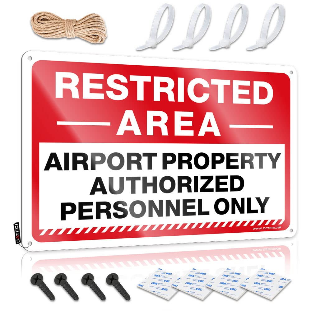 Personalized Bar Signs Restricted Area Airport Property Authorized Personnel Only Road Tin Sign Tin Funny Vintage Sign Bar Sign Home Decor(30X40CM)