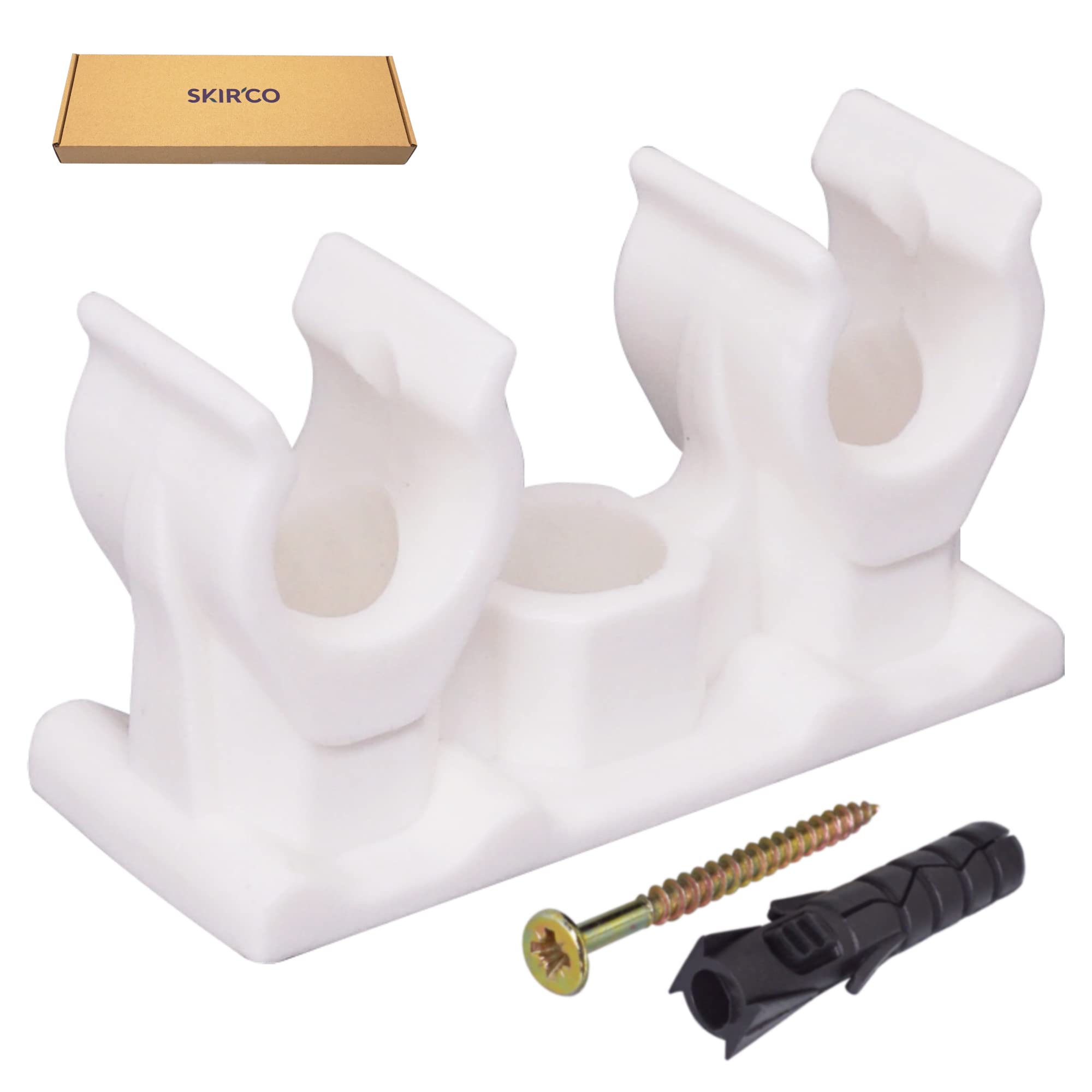 SKIR'CO (20 pcs) Double Pipe Clips, Plastic Clamps for 10 mm Pipes, U Type Pipe Clamp, Tubing White Clips, Hose Hangers - Image 2
