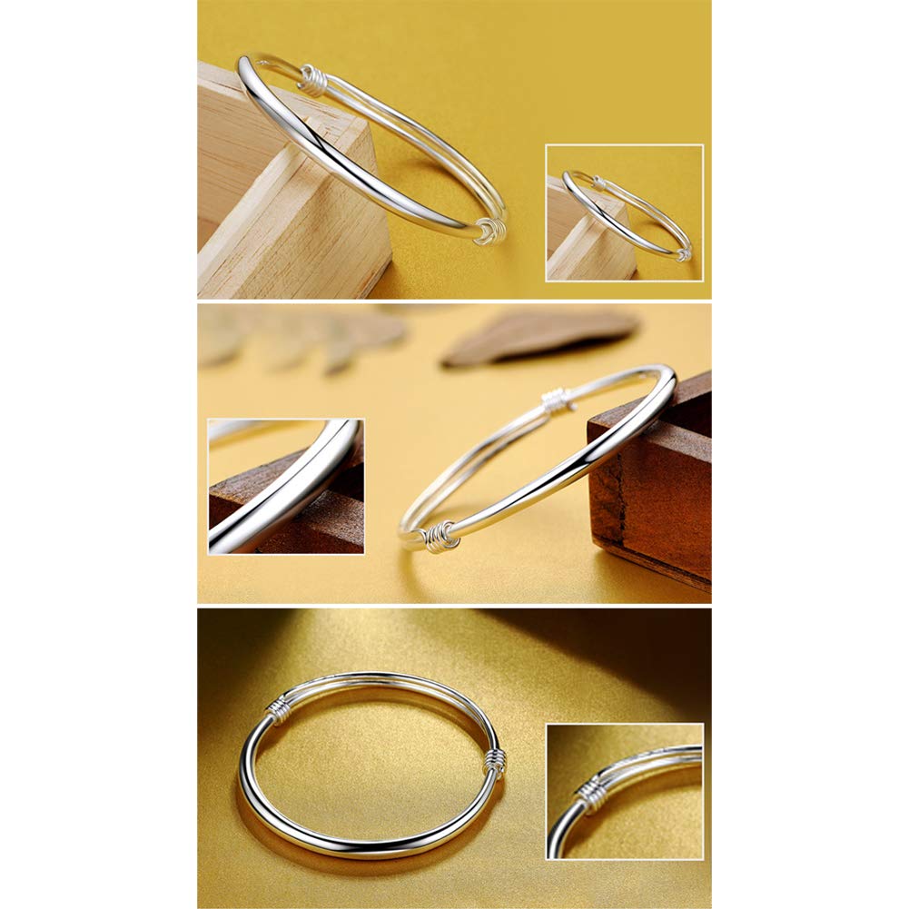 Bracelet d'ouverture en Argent 925 Bracelet de Tempérament pour Femmes Bijoux de Bracelet en Argent Sterling Vintage