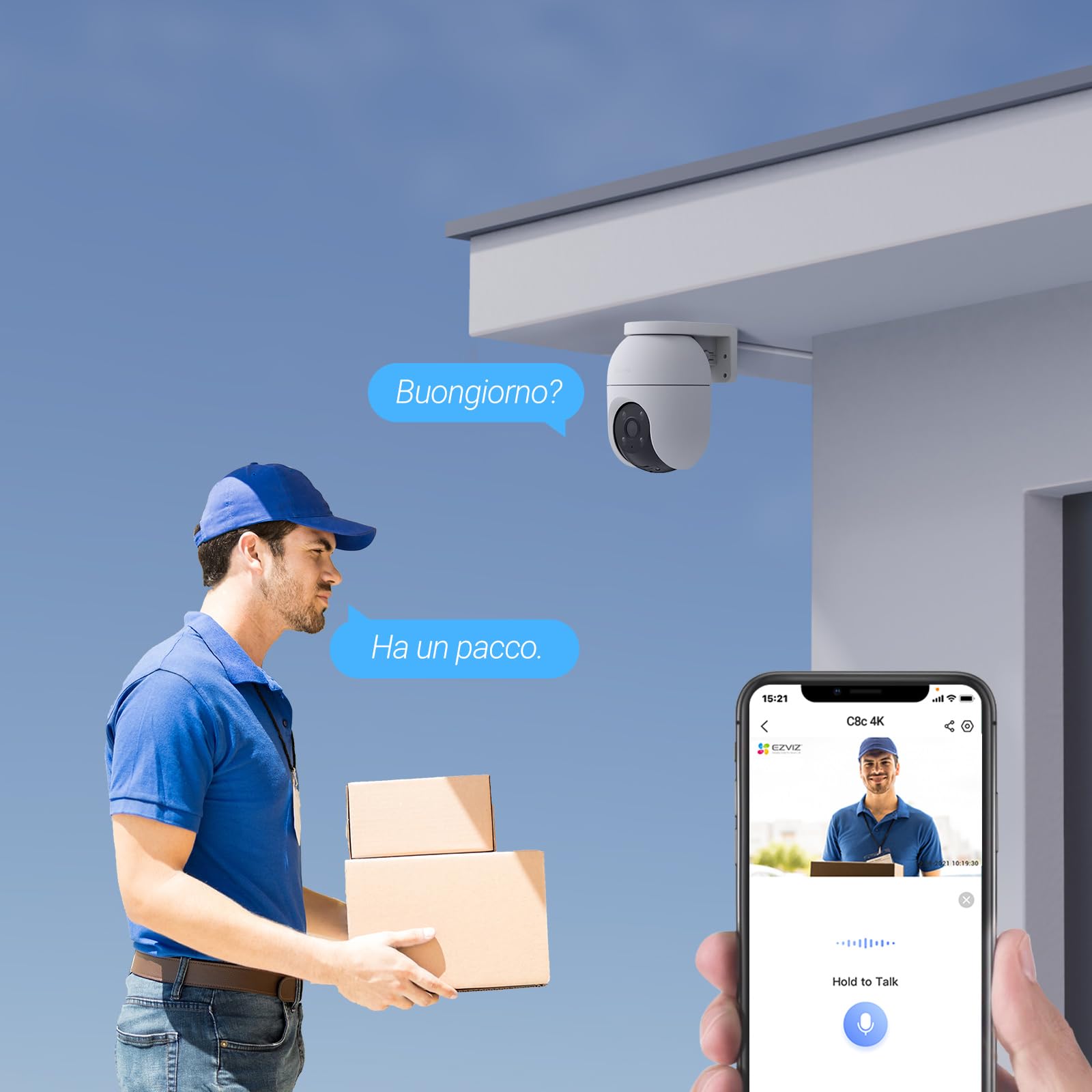 EZVIZ Pacchetto Composto da Telecamera Wifi per Esterni C8c 4K e Telecamera Esterno CB90 Dual con Pannello Solare 8W Kit
