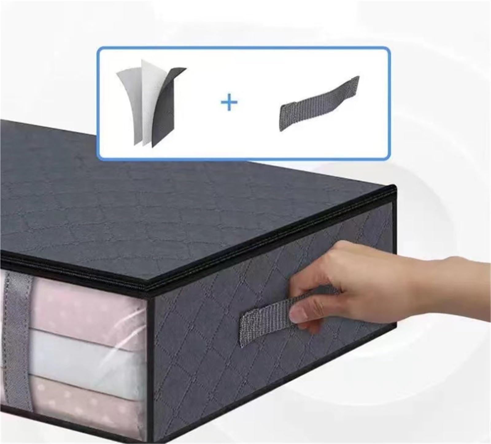 Bolsas Almacenaje Ropa La Caja De Almacenamiento Plegable Debajo De La Cama Es Adecuada For Guardar Edredones Y Ropa. Organizador Armario para Edredones(Black)