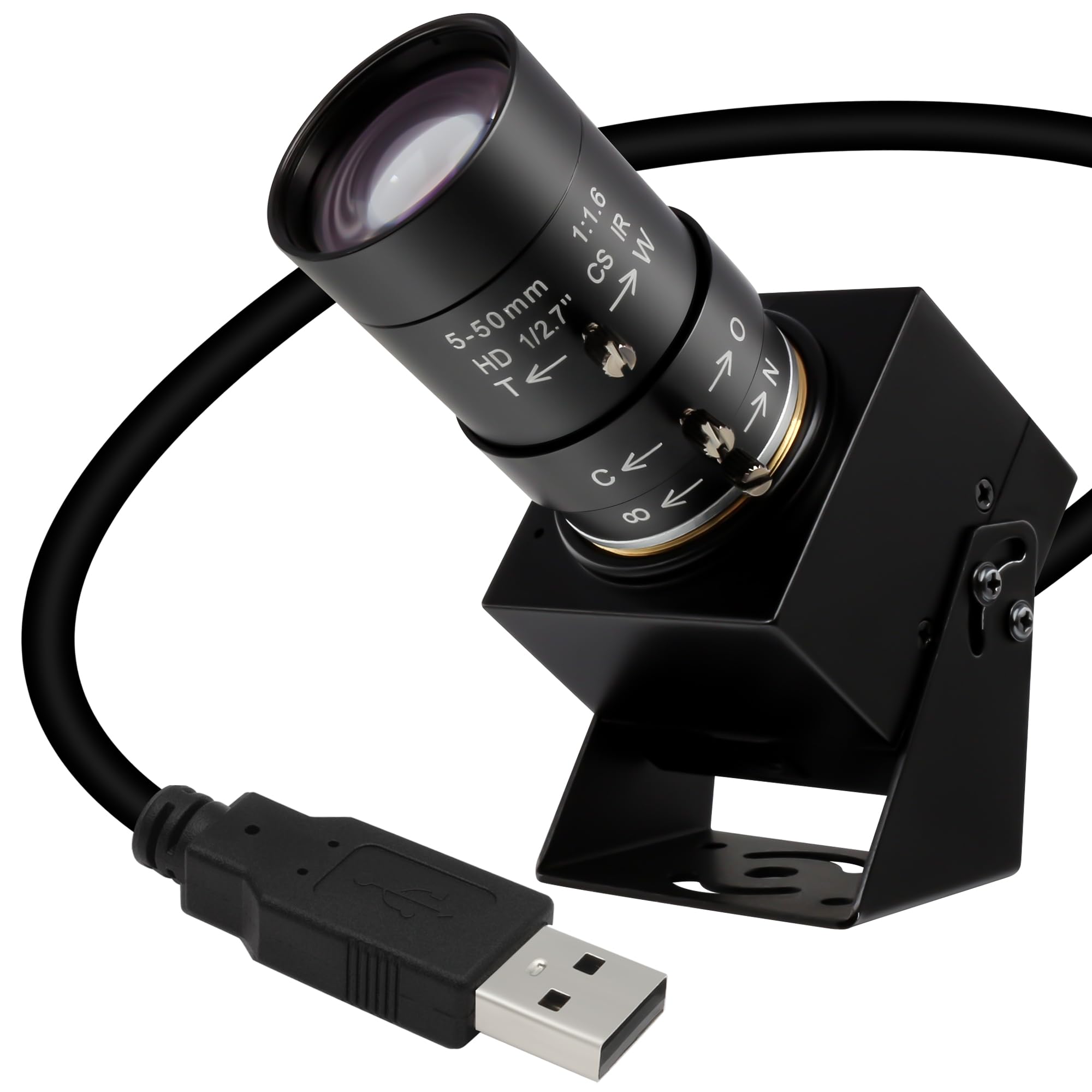ifwater global shutter usb camera 90fps high speed usb camera with 5-50mm 10x manual zoom varifocal lens close up 1200p goft swing usb camera plug and play for jetson nano laptop raspberry pi mac os