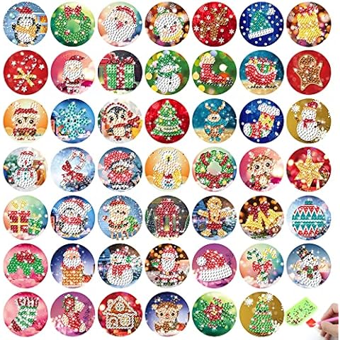 48 calcomanías de pintura de diamantes de Navidad Outus para niños Cover