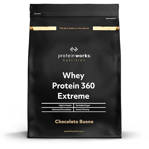 Protein Works - Whey Protein 360 Extreme, Premium Protein Blend, Whey Protein Isolate, Rich in BCAAs, Vitamins & Minerals, Glutamine, Digestive Enzymes, Chocolate Bueno, 17 Servings, 600g