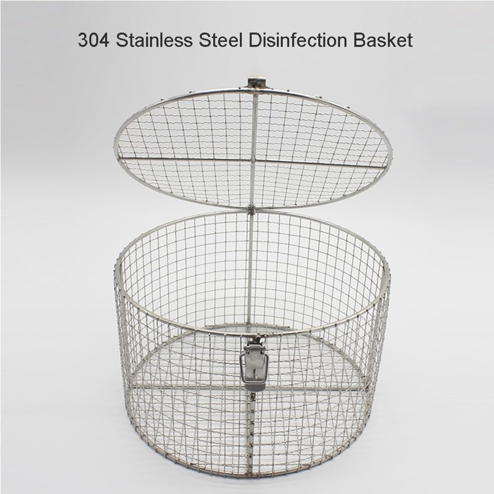 Bandeja de esterilización de instrumentos médicos para instrumentos quirúrgicos y dentales, cesta de malla perforada con tapa, 30 x 20 cm, ideal para almacenamiento y transporte seguros