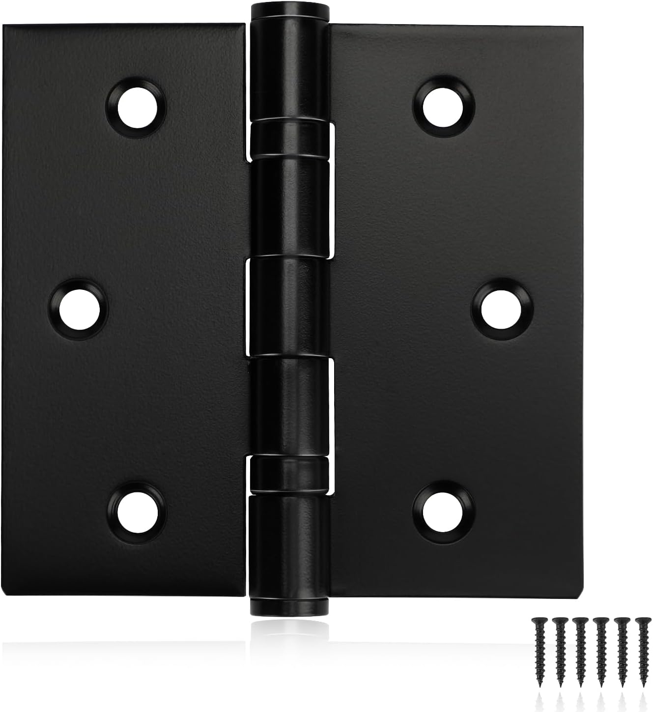 3 Pack Black Door Hinges 3.5 x 3.5 Inches, Heavy Duty Stainless Steel Ball Bearing Hinges with Screws, Square Corner, Smooth and Quiet