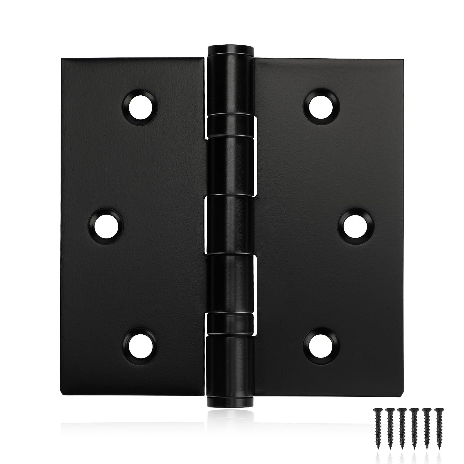 3 Pack Black Door Hinges 3.5 x 3.5 Inches, Heavy Duty Stainless Steel Ball Bearing Hinges with Screws, Square Corner
