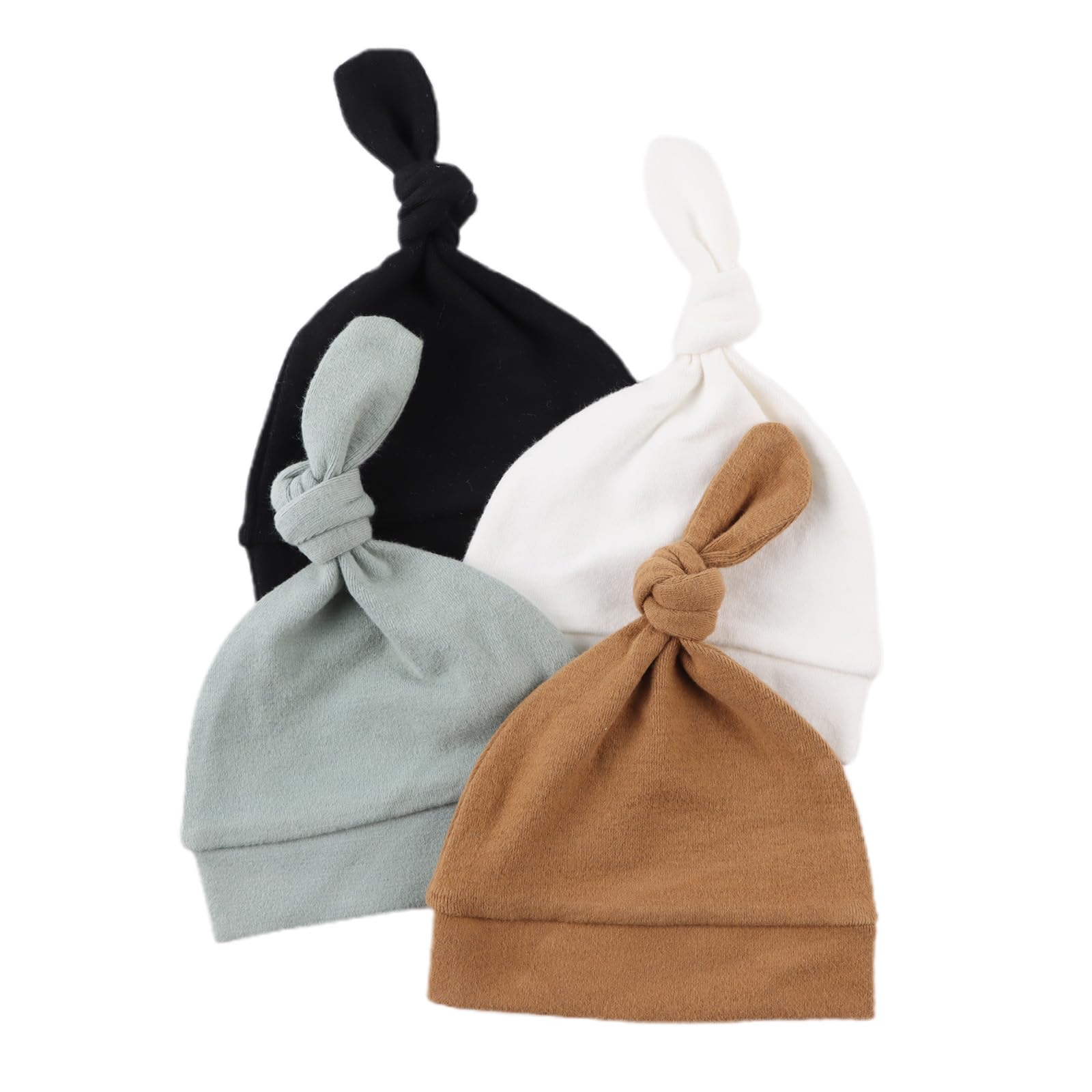 Bamery Newborn Hospital Hat Organic Cotton Baby Hat 0-12 Months Preemie Infant Boy Girl Beanie Cap 4-Pack