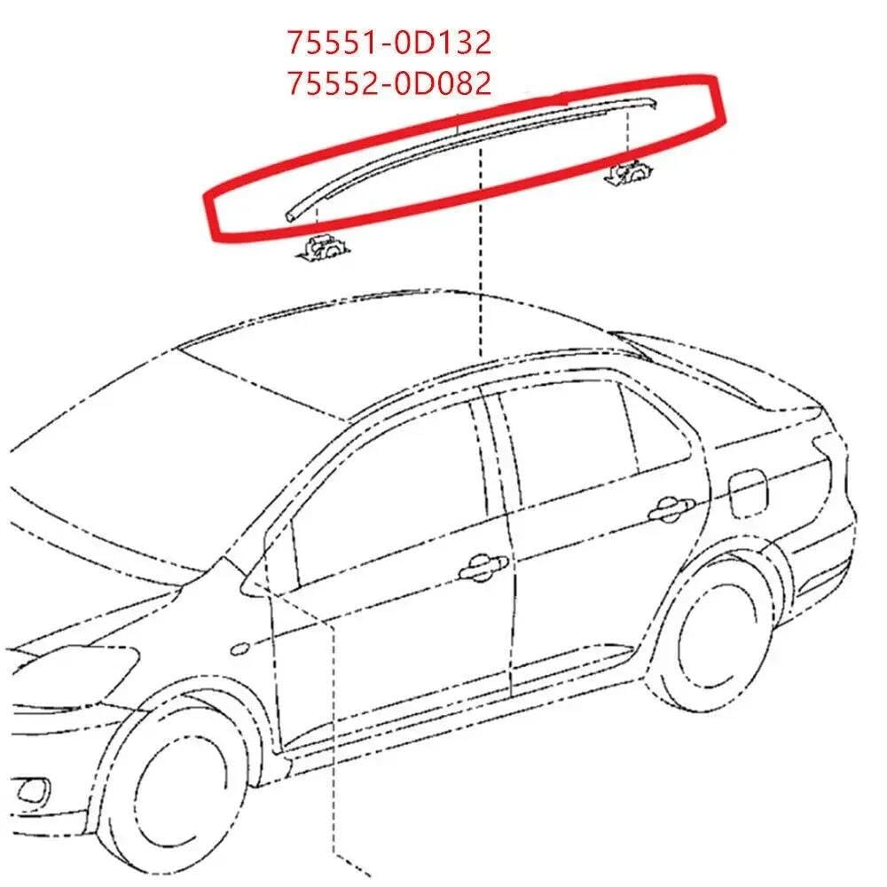 Strisce di Guarnizione per Toyota per Yaris Hatchback 2014-2018 Lato Sinistro E Destro Guarnizione per Gocciolatoio Tetto Auto 755520D082 755510D132