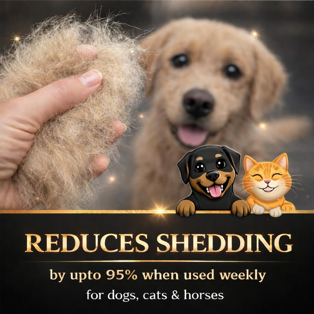 BullyBillows Pettine per cani e animali domestici, strumento professionale per la toelettatura degli animali domestici, con impugnatura in gomma morbida, 4 lame delicate e vite di ricambio, nero