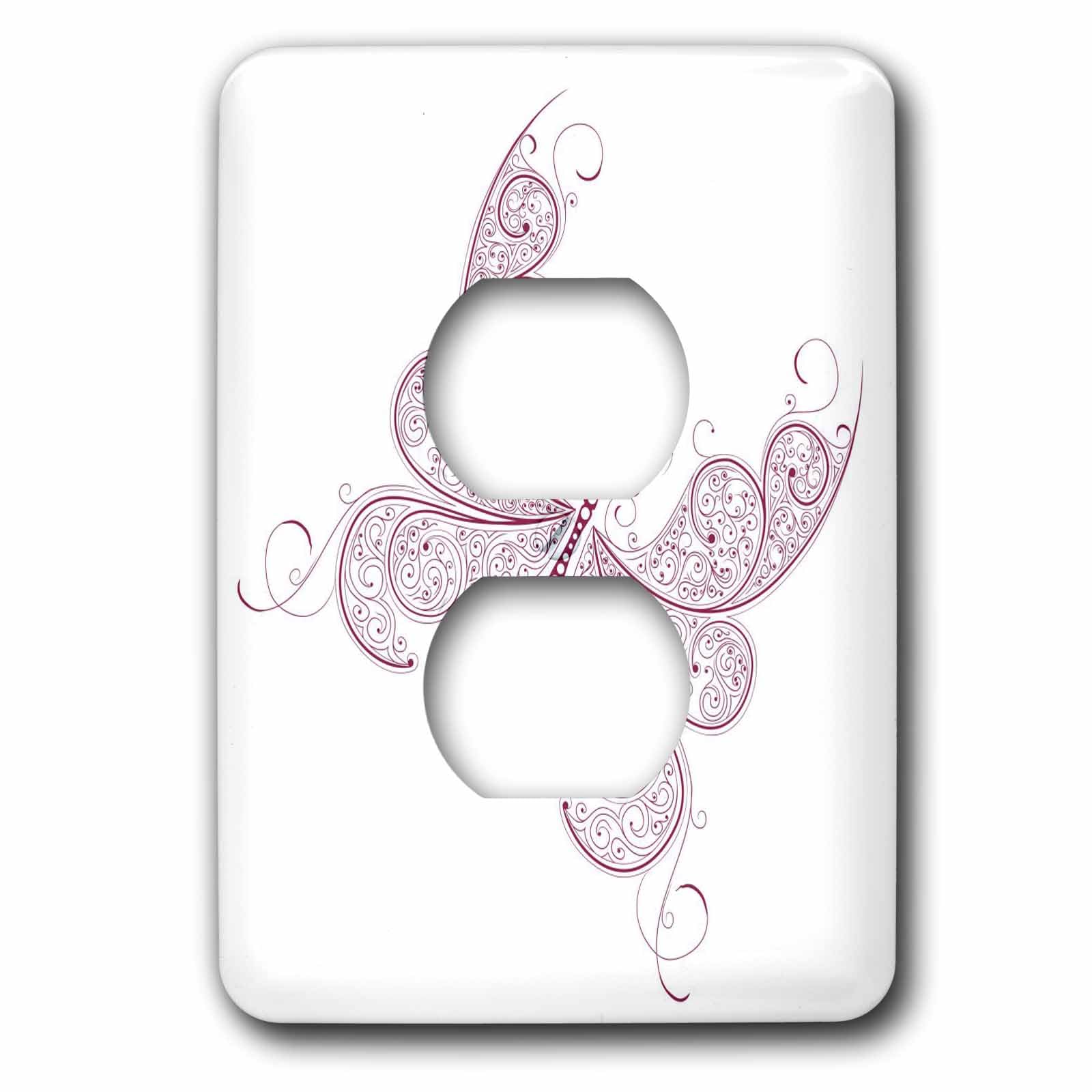 Cache-prise papillon rose 3dRose LSP_38409_6 pour masquer les plaques électriques blanches ternes