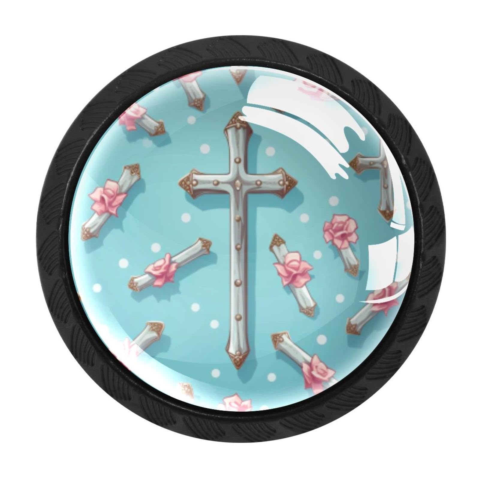 Chenzzzz Multicolored 02 4 Pieces Easter Cross Kitchen Cabinet Knobs Drawer Knobs Dresser Knobs Black Knobs Drawer Pulls Dresser Drawer Handles Knobs For Dresser Drawers