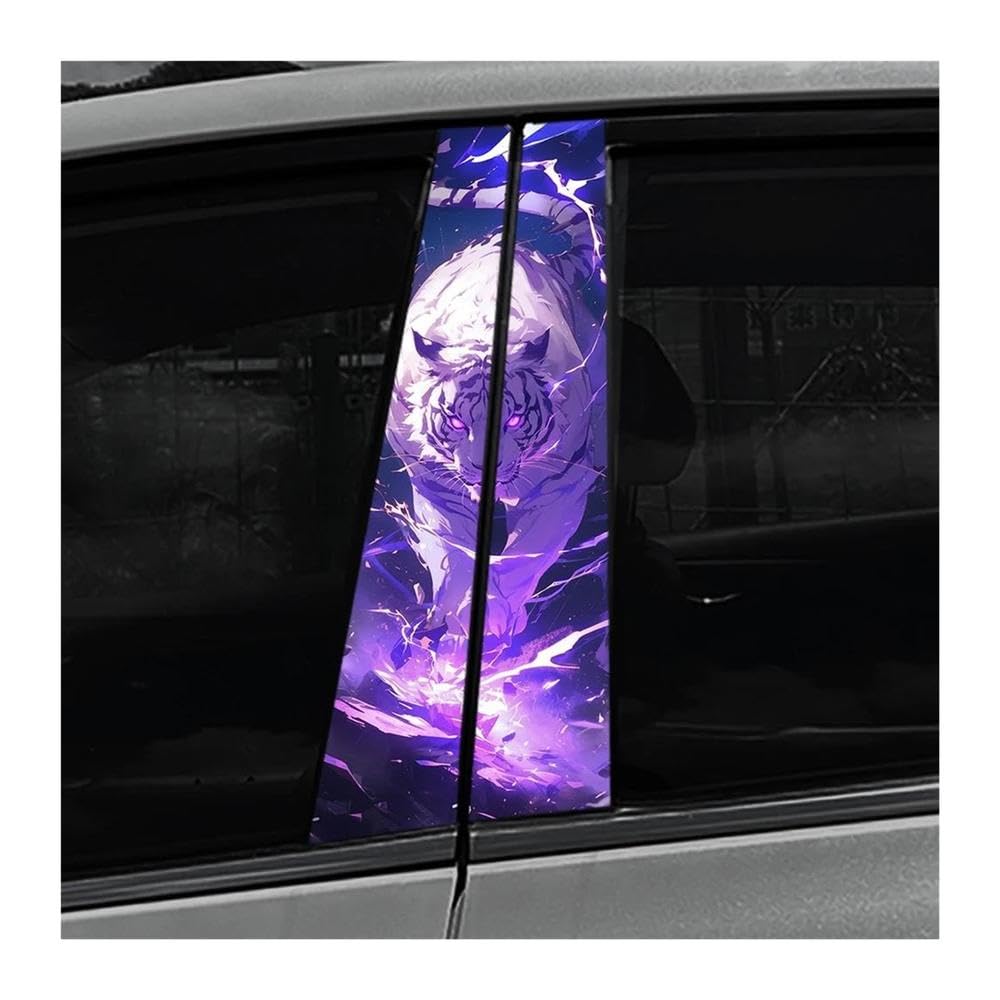 Body Parts 2pcs White Tiger DIY Car B-Pillar Waterproof Stickers Protective Decoration Cover Scratches(G)
