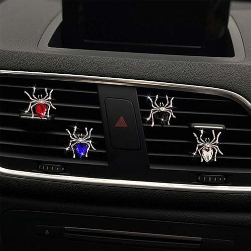 Miniatura 6 de Clip de ventilación de automóvil de araña de Halloween, accesorios brillantes para decoración de automóvil, difusor de automóvil, clip de