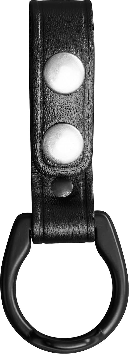 JAY-PEE Leather Side Handle Baton Holder for P-24 T-Handle Batons, Double | Snap Duty Belt Carrier with Metal Ring & Retention Flange, Fits Sam Browne Belts Up to 2.25 Inch Wide, Made in USA
