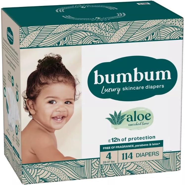 Bum - Bum Luxury Diapers, Size 4-114 Count, Fragrance-Free (Pack of 1)