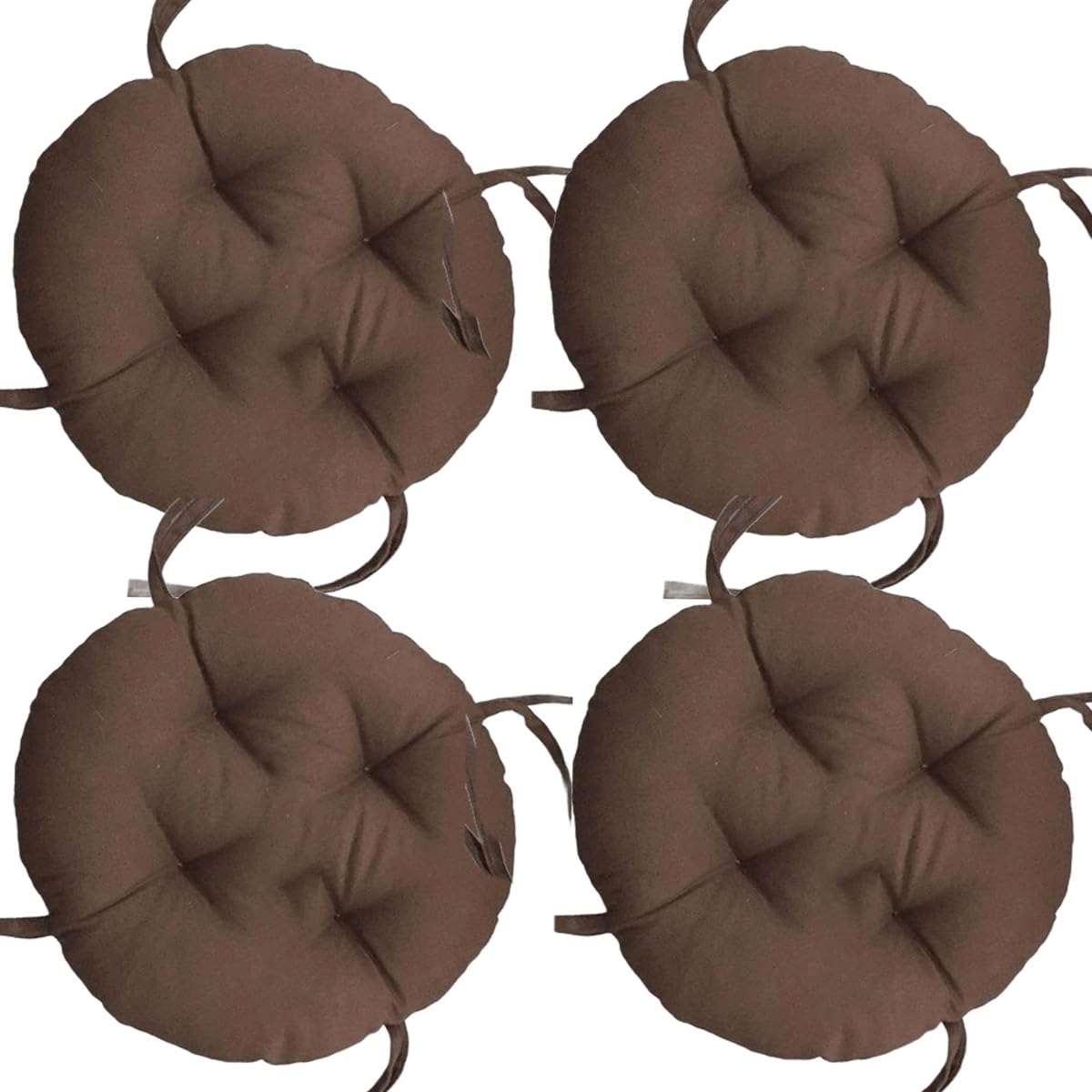 MCOSU Set of 2/4 Stools Chairs Cushions Round with Ties 13/15/17/19inch Non-Slip Chair Pads for Dining Kitchen Garden Patio Indoor Outdoor Round Thick