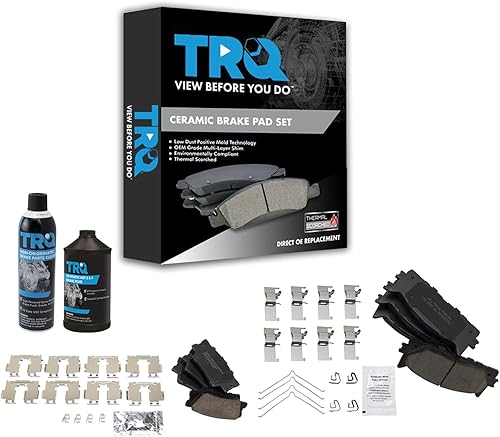 TRQ Kit de pastillas de freno de cerámica Posi delanteras y traseras con productos químicos compatibles con Toyota Lexus
