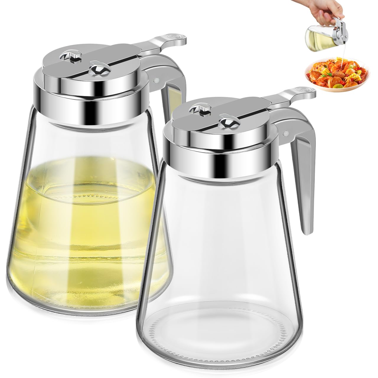 PartyKindom 2 StüCk Zuckerspender Auslaufsicheres Glas Design Multifunktionaler Sirupspender Und GewüRzspender FüR Kaffeebar Und WohnküChe 4.72X3.00X3.00 Zoll
