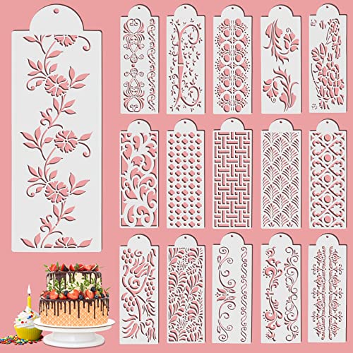 LBINYLING 16 Pezzi Stencil per Decorare Torte in Pizzo, Compleanno Stampo in Rilievo, Modelli per Decorazione Zucchero Fai da Te