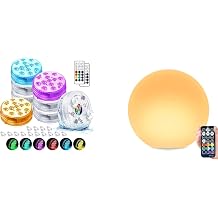 LOFTEK 8PCS Submersible LED Lights 1PCS Floating Pool Light - 16-inch Large Ball Lamp