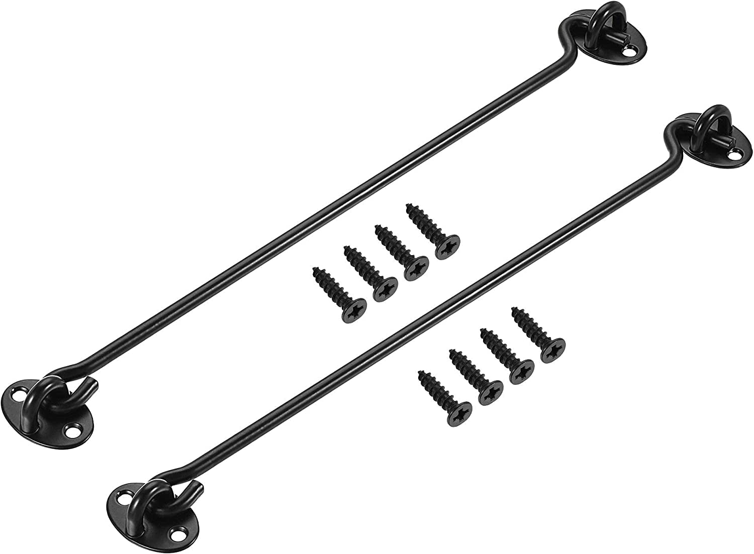 SFJSFIMQ Hook and Eye Latch Gate Bolt Lock,12" Cabin Door Swivel Window 201 with Screws Black 2pcs Button