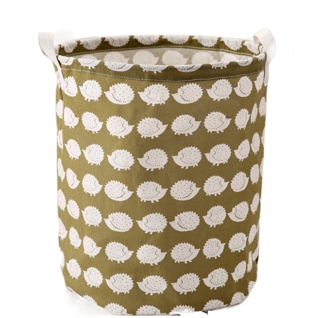 Laundry Basket Hamper Cotton Linen Dirty Laundry Basket Foldable Washable Round Waterproof Organizer Bucket For Spaces(F)
