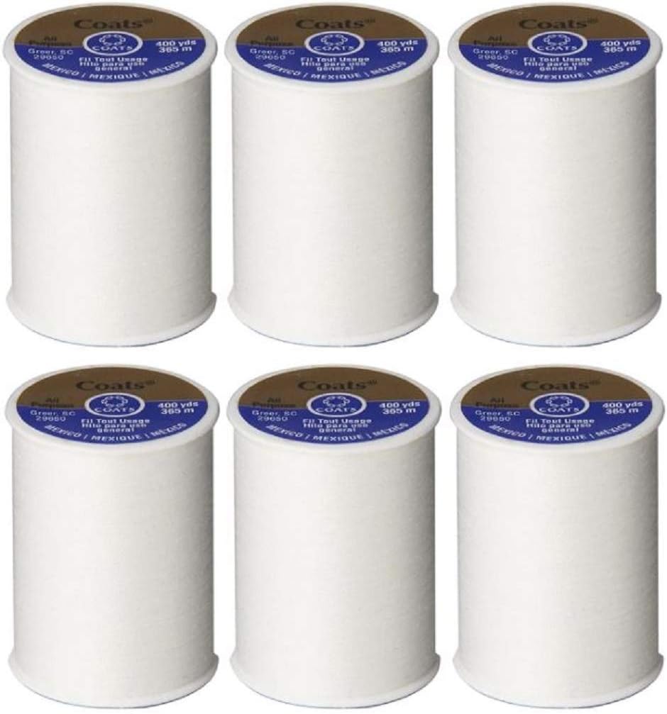 Coats & Clark Dual Duty All Purpose Thread 400 Yards White 230-1 (6-Pack)