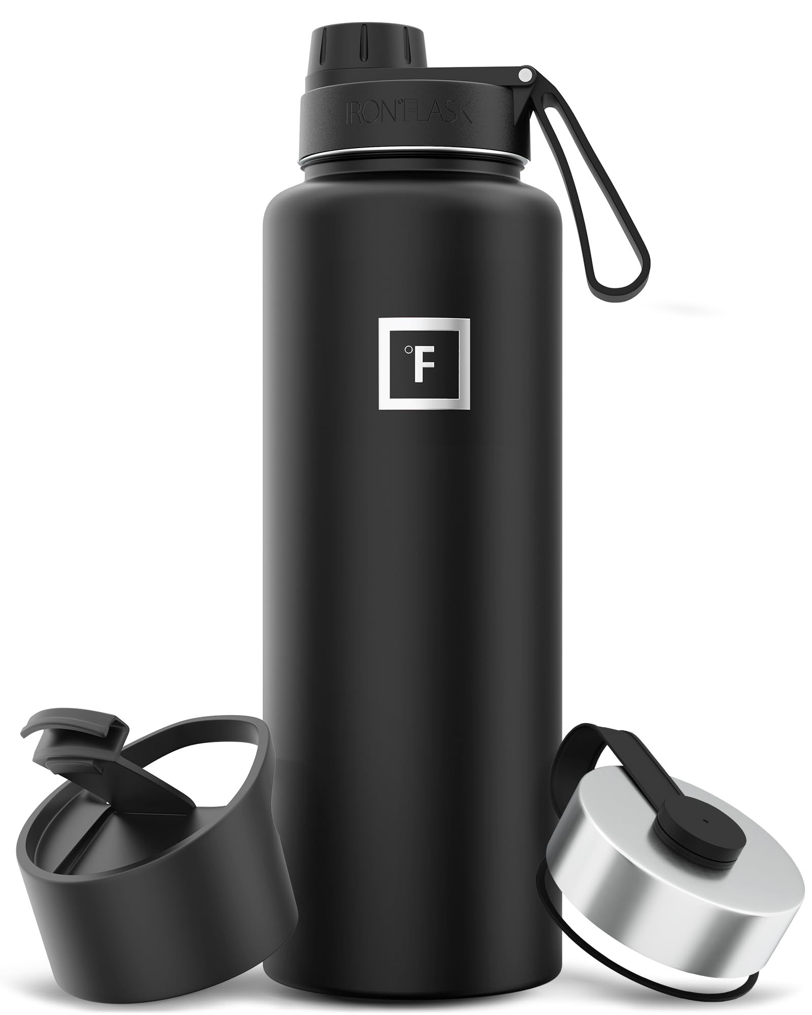 IRON °FLASKSports Water Bottle - 40 Oz, 3 Lids (Spout Lid), Leak Proof, Vacuum Insulated Stainless Steel, Double Walled, Thermo Mug, Metal Canteen