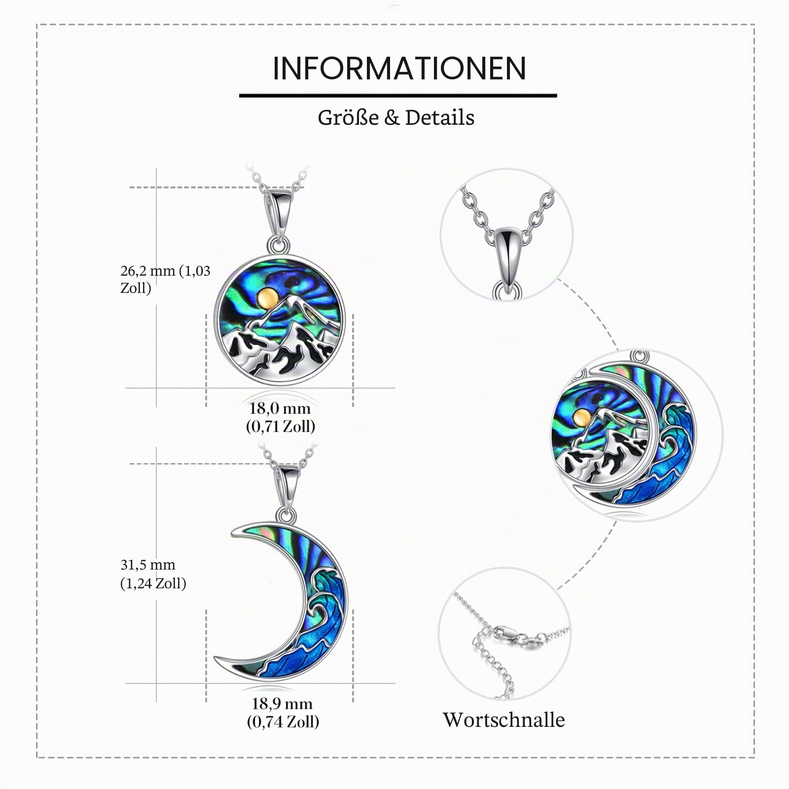 ONEFINITY Berg Ozean Welle Paar Halskette Sterling Silber sein und ihr Matching Halskette Paare Schmuck Geschenke für Frauen Männer Paare Freund Boyfriend