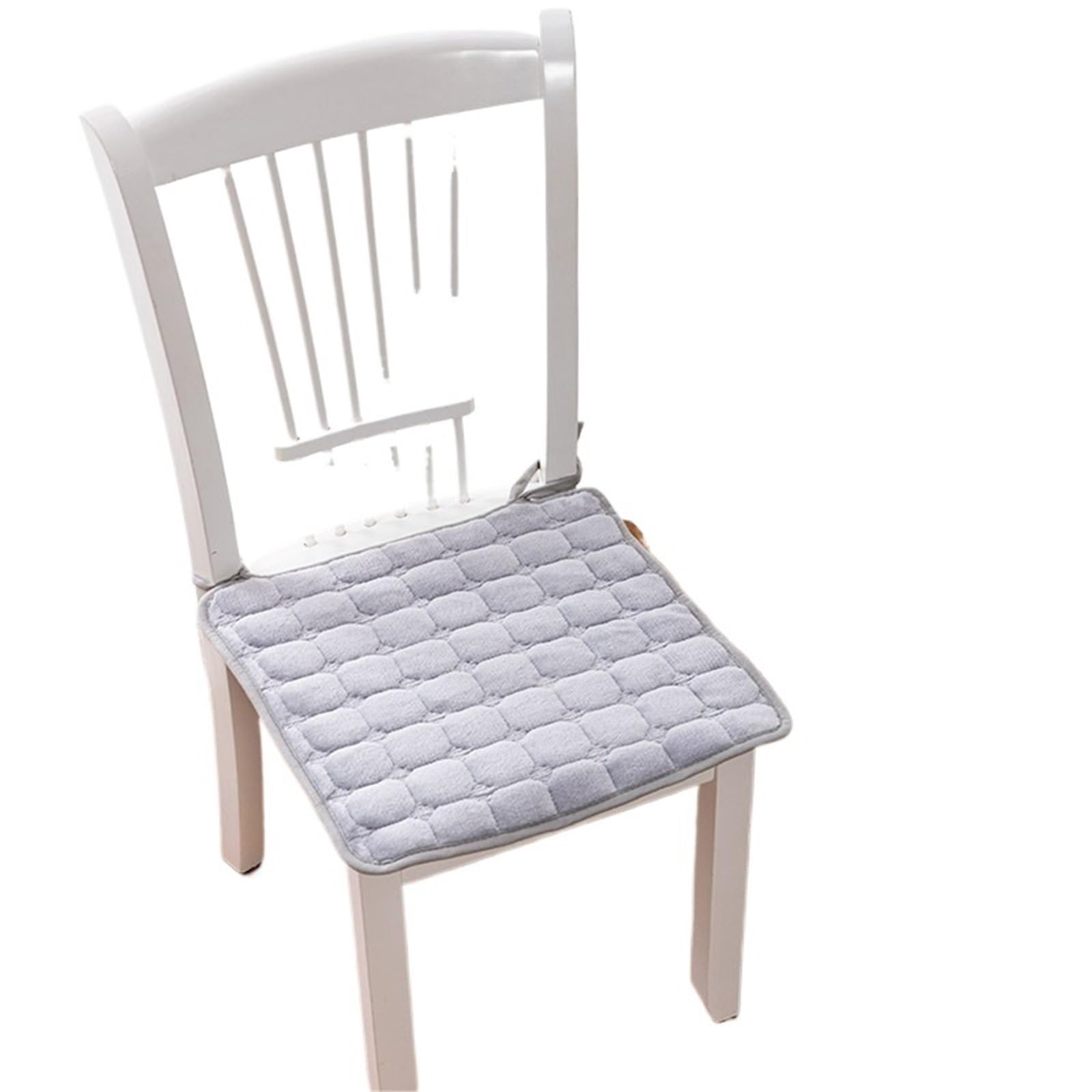 GIJMZY Flannel Solid Color Seat Cushion Winter Plush Thickened Office Chair Autumn Warm Soft Strapped Cushions(Light Grey,45x45cm)