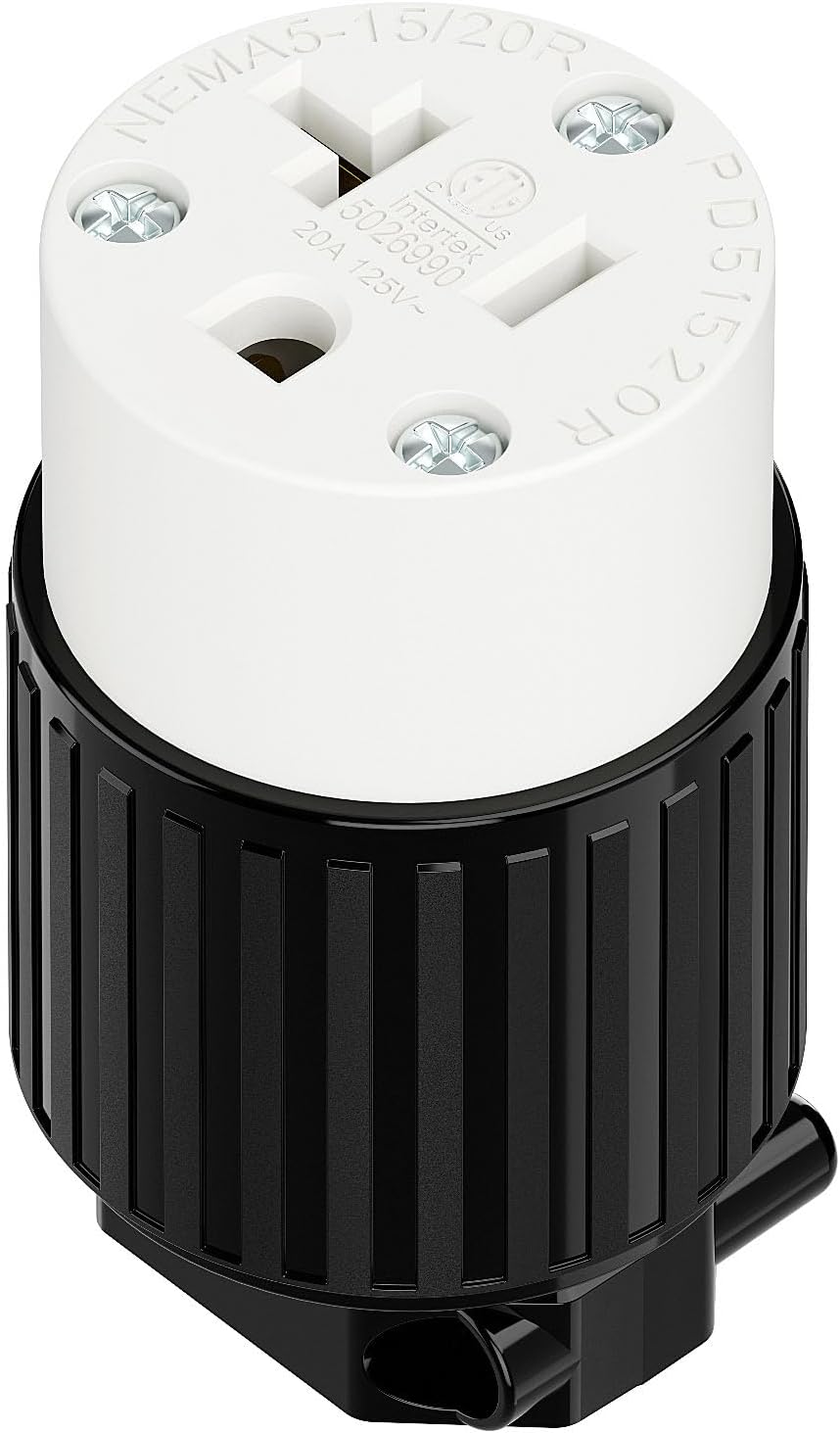 Nema 5-20R/5-20C 20A 125V T-Blade Receptacle, Easy Assembly 20Amp 125Volt USA Canada 3-Prong Female DIY Connector, 20A Industrial Grade Cord Replacement Socket