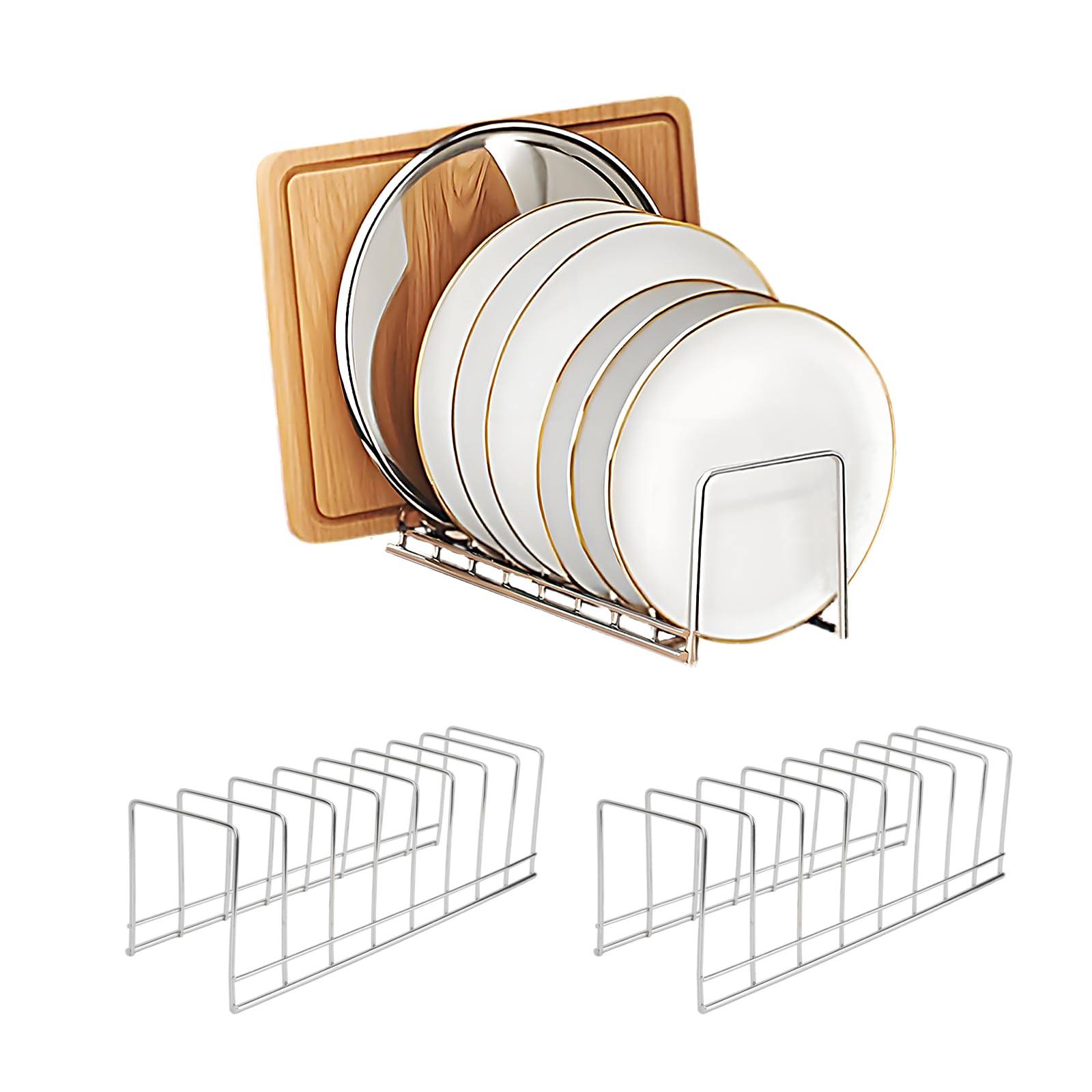 Topfdeckel-Organizer, Topfdeckel-Halter, Edelstahl, Geschirrteller-Regal, Töpfe und Pfannen, Organizer unter dem Schrank, Küchen-Schneidebrett-Organizer für Backgeschirr, Geschirr, Teller