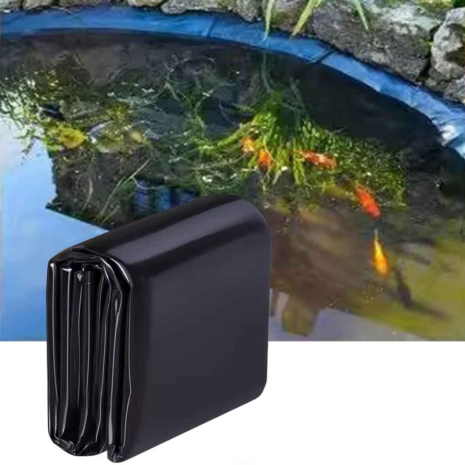 Pond Liner HDPE Black 19.7x29.5ft/23x32.8ft/26.2x39.3ft/32.8x49.2ft Pond Skin for Outdoor Ponds, Waterfall, Fountain, Fish Koi Ponds, Water Gardens(19.7x32.8ft)