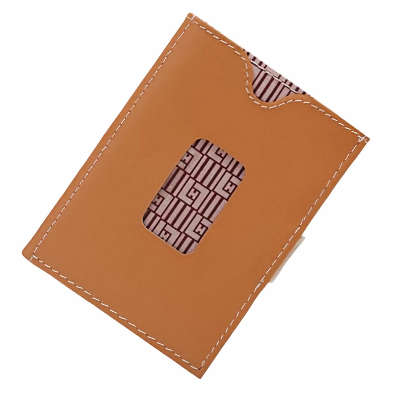 LLH Leather Trifold Wallet - RFID Blocking with Stainless Steel Locking Clip Wallet, Minimalist Front Pocket RFID Blocking Credit Card Holder (Orange)