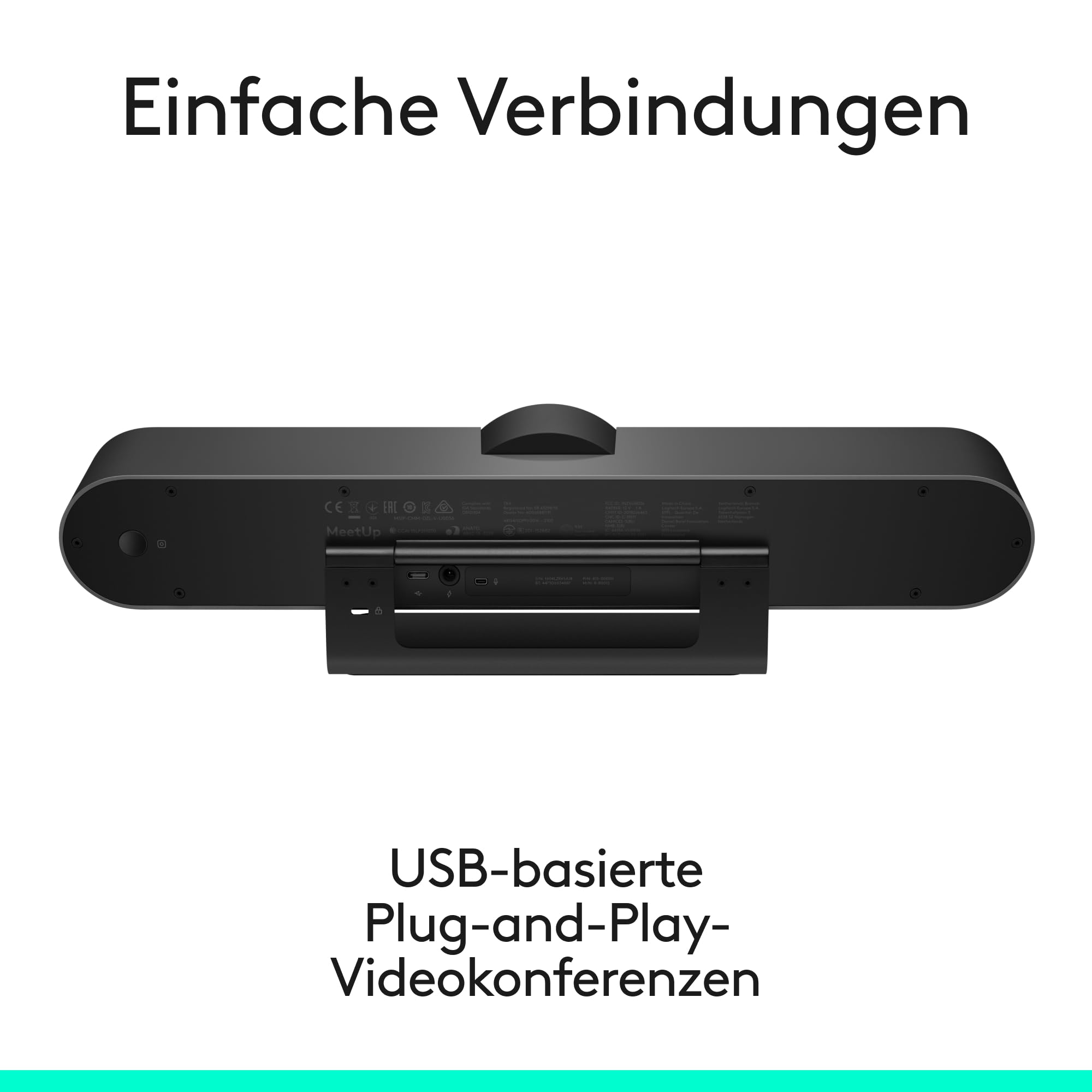 Logitech Business MEETUP Videokonferenz-Webcam,Ultra-HD 4K, 120° Blickfeld,Motorisierte Neigung, Integrierte Lautsprecher,Full Duplex & Advanced Beamforming Mikrofone,kleinere Meetingräume - Schwarz