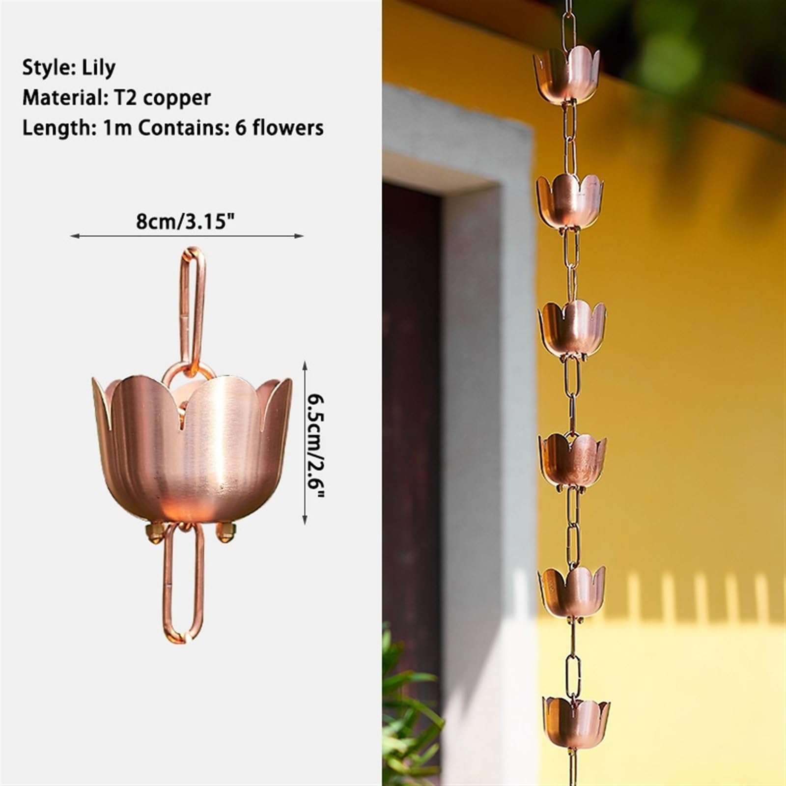 Rain Chain Rain Water Catcher Outdoor Rain Chains Movable Hanging Birdbaths Rain Catchers For Garden Rustproof Decorative Hanging Garden Ornaments For Oudoor