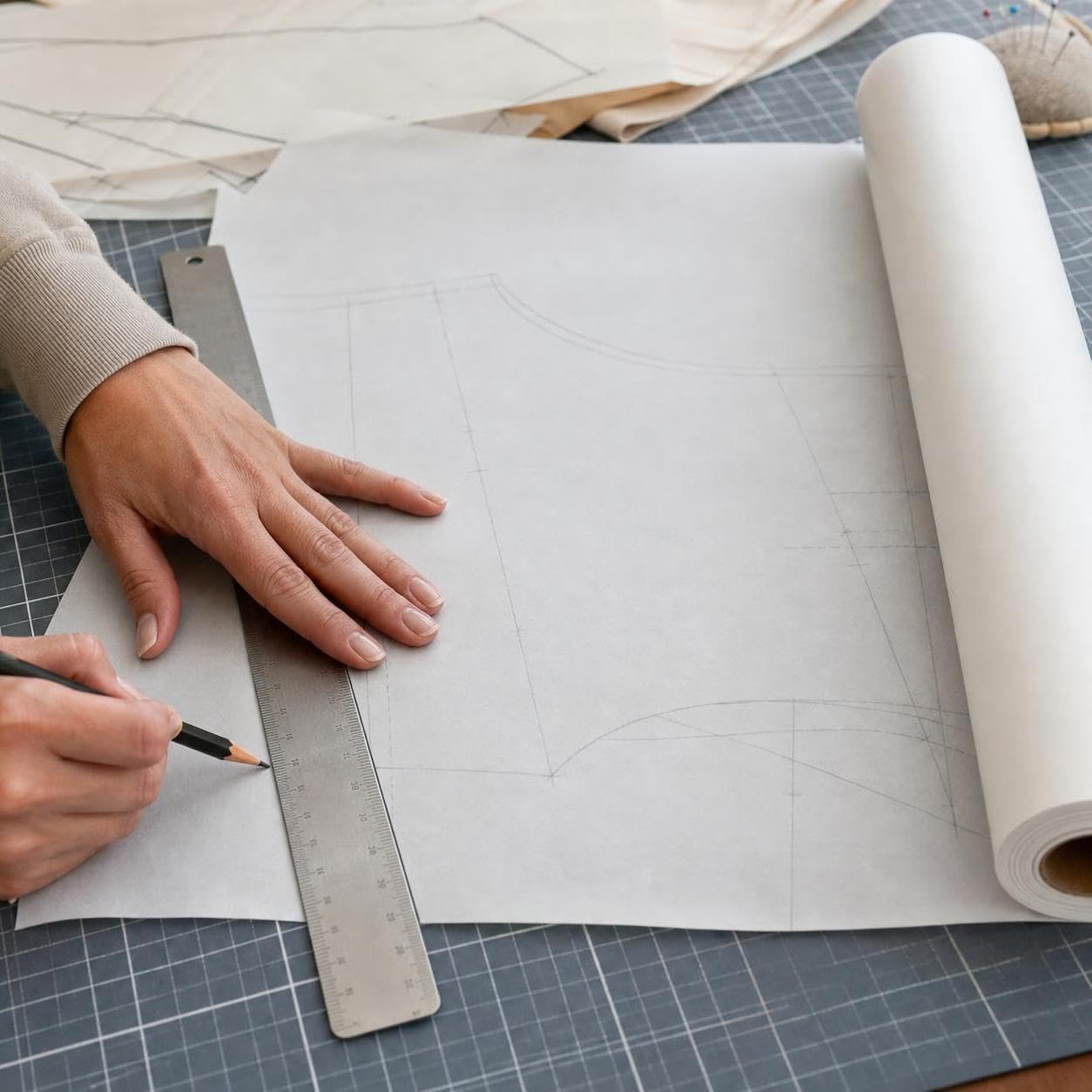 Papel Patronaje Semitransparente 45 g/m², 45g 1.2 * 10M | Papel 45 gramaje - diseños - confección prendas - semitransparente - ial para patrones costura - para atelier