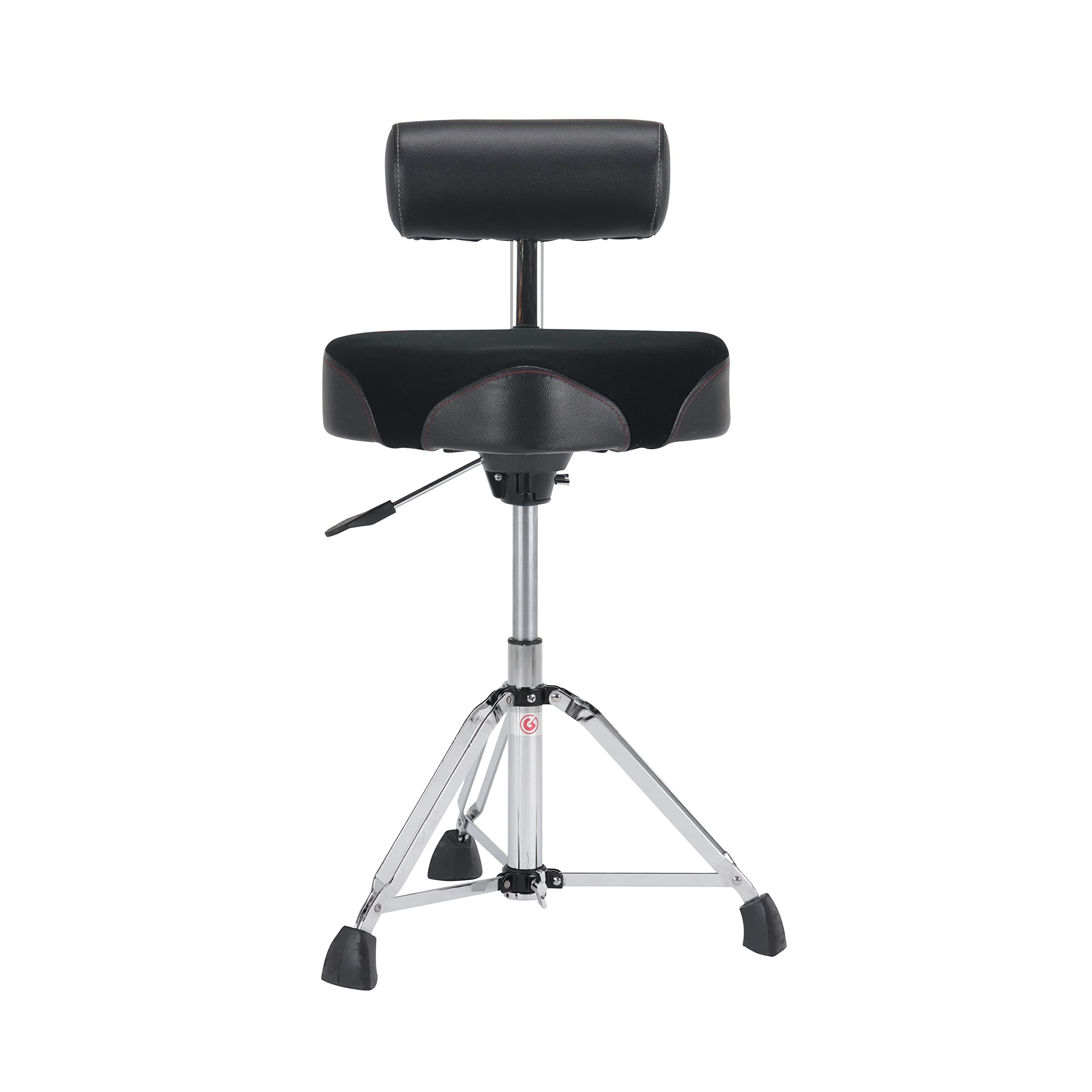 GIBRALTAR Drum Stool, Drum Stool 9000 Series Moto Saddle with Backrest Hydraulic, 9608HMB (Diameter: 48cm, Vinyl Seat, Quick Lock, Double Strut Base, 'Super Foot' Rubber Feet)
