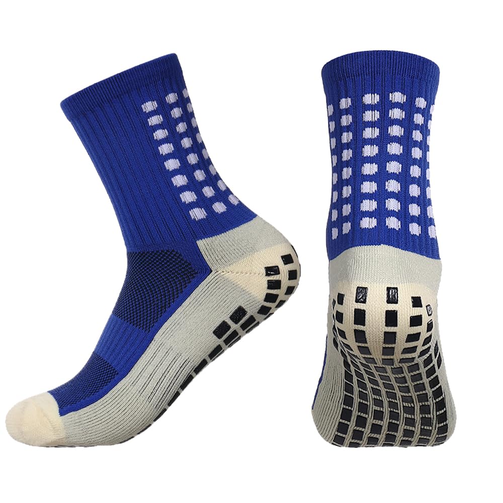 Juego de 2 calcetines de fútbol antideslizantes con mangas de protección de espinilleras, calcetines deportivos deportivos para hombres y mujeres